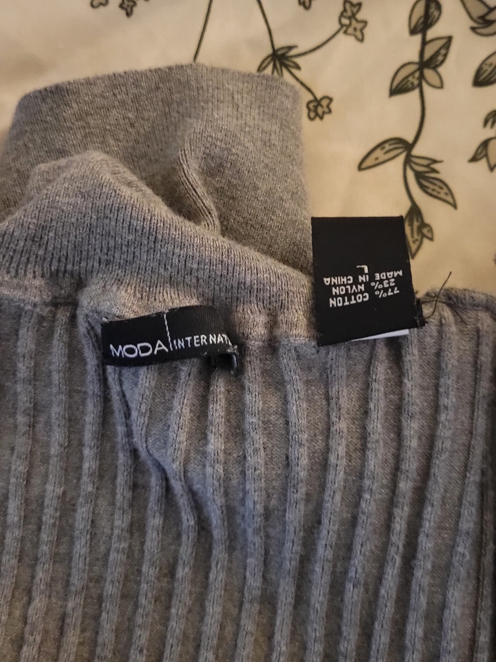 Moda International Ribbed Gray Knit Dress